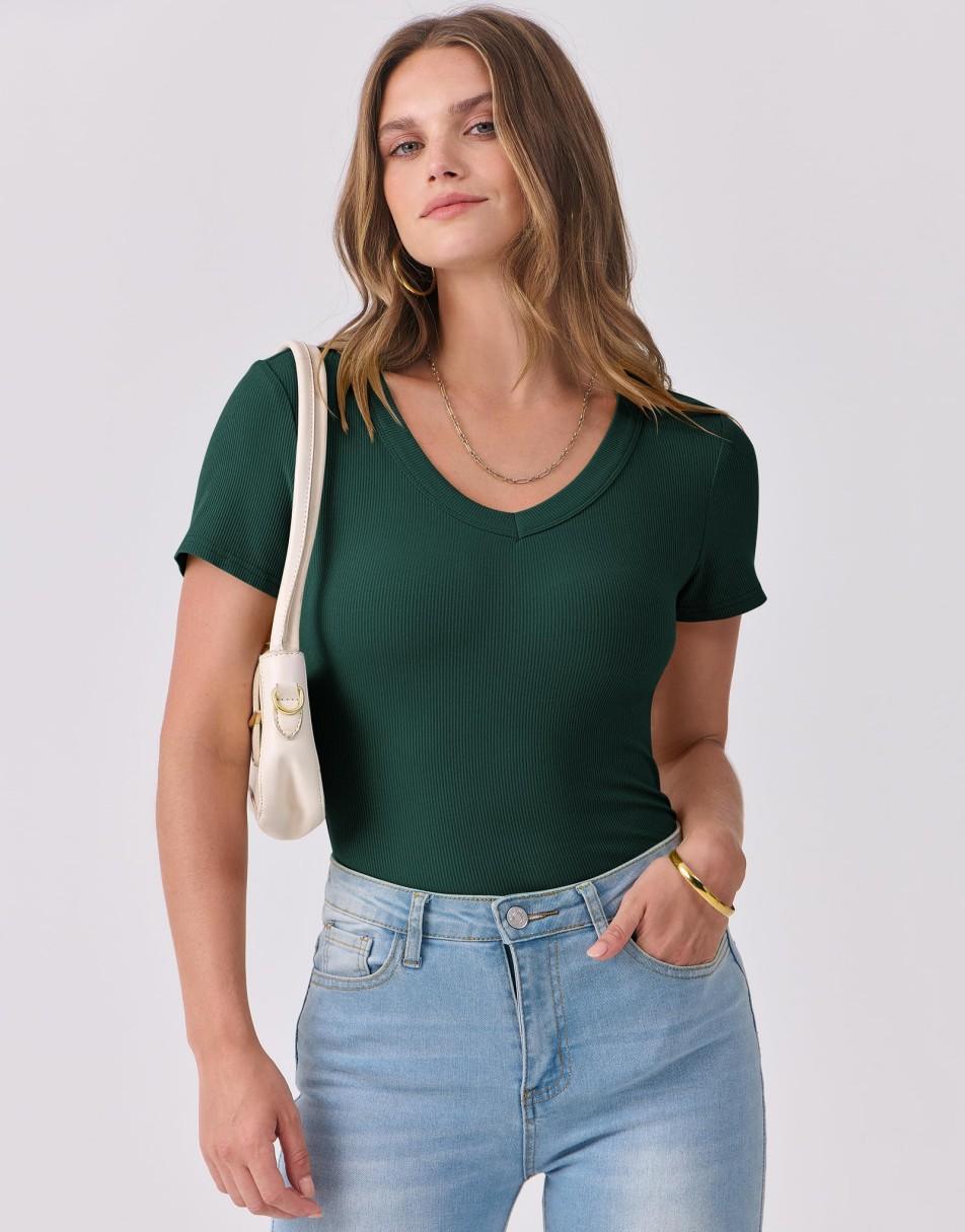 ANRABESS Women Short Sleeve V Neck Ribbed Knit Fitted Shirts Basic Tees Tops 2025 Summer Casual T-Shirts Going Out Outfits