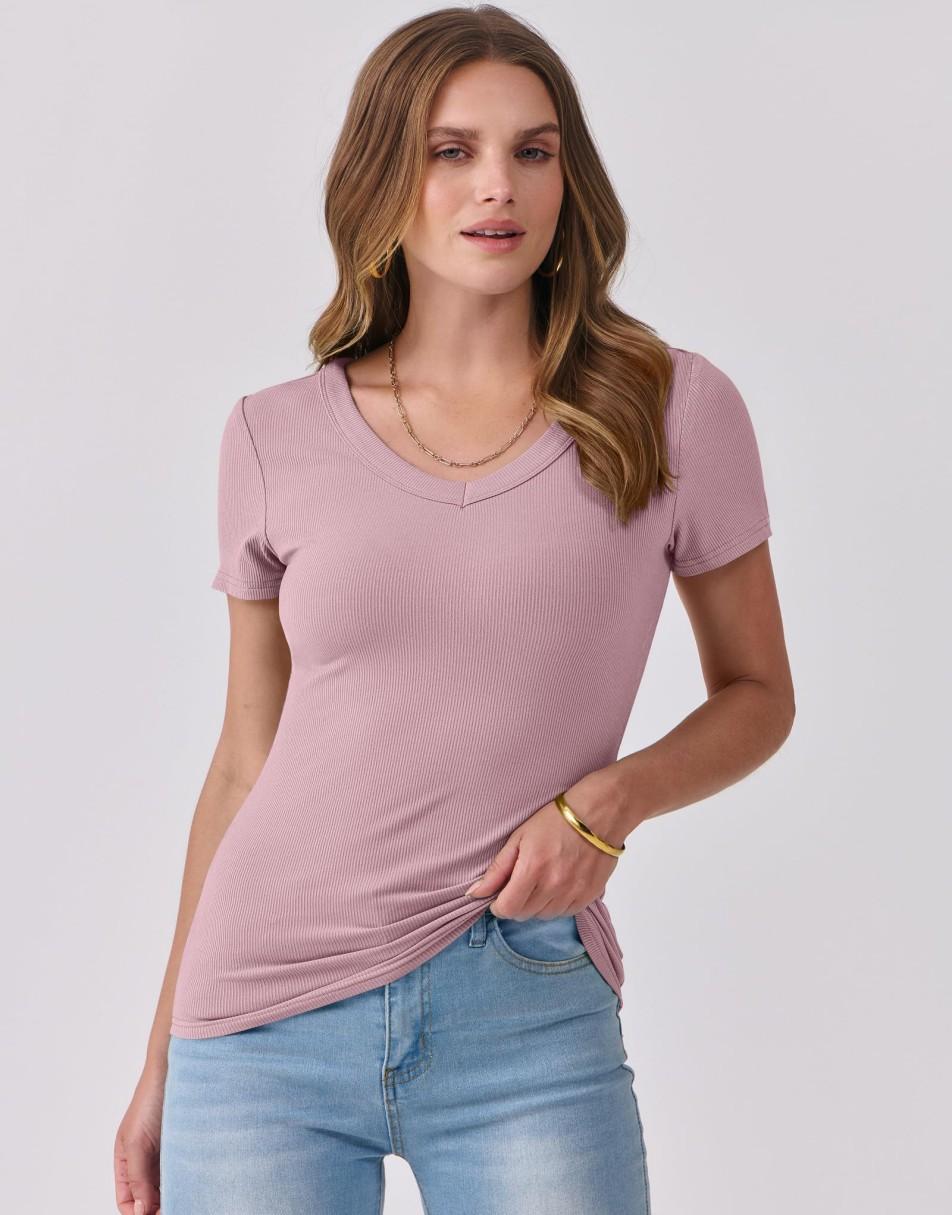 ANRABESS Women Short Sleeve V Neck Ribbed Knit Fitted Shirts Basic Tees Tops 2025 Summer Casual T-Shirts Going Out Outfits