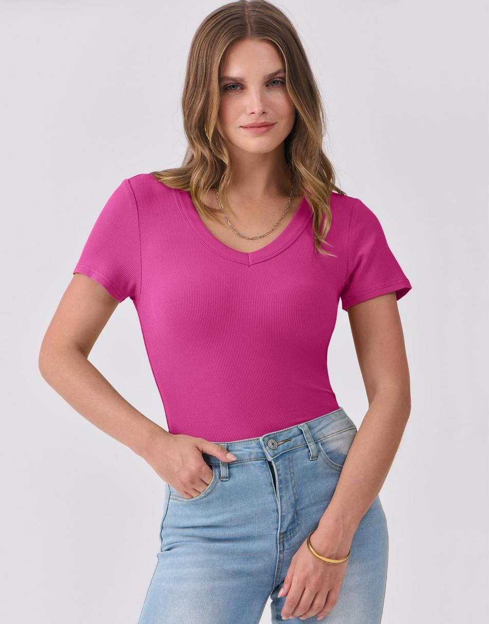 ANRABESS Women Short Sleeve V Neck Ribbed Knit Fitted Shirts Basic Tees Tops 2025 Summer Casual T-Shirts Going Out Outfits