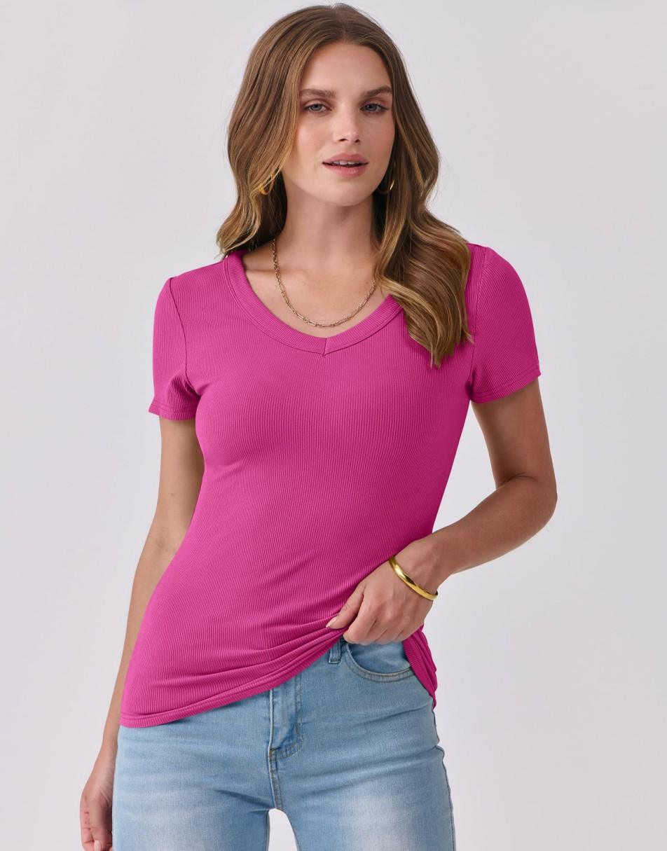 ANRABESS Women Short Sleeve V Neck Ribbed Knit Fitted Shirts Basic Tees Tops 2025 Summer Casual T-Shirts Going Out Outfits