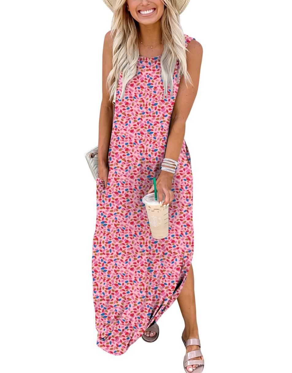 anrabess maxi dress ANRABESS Women's Floral V-Neck A-Line Maxi Dress