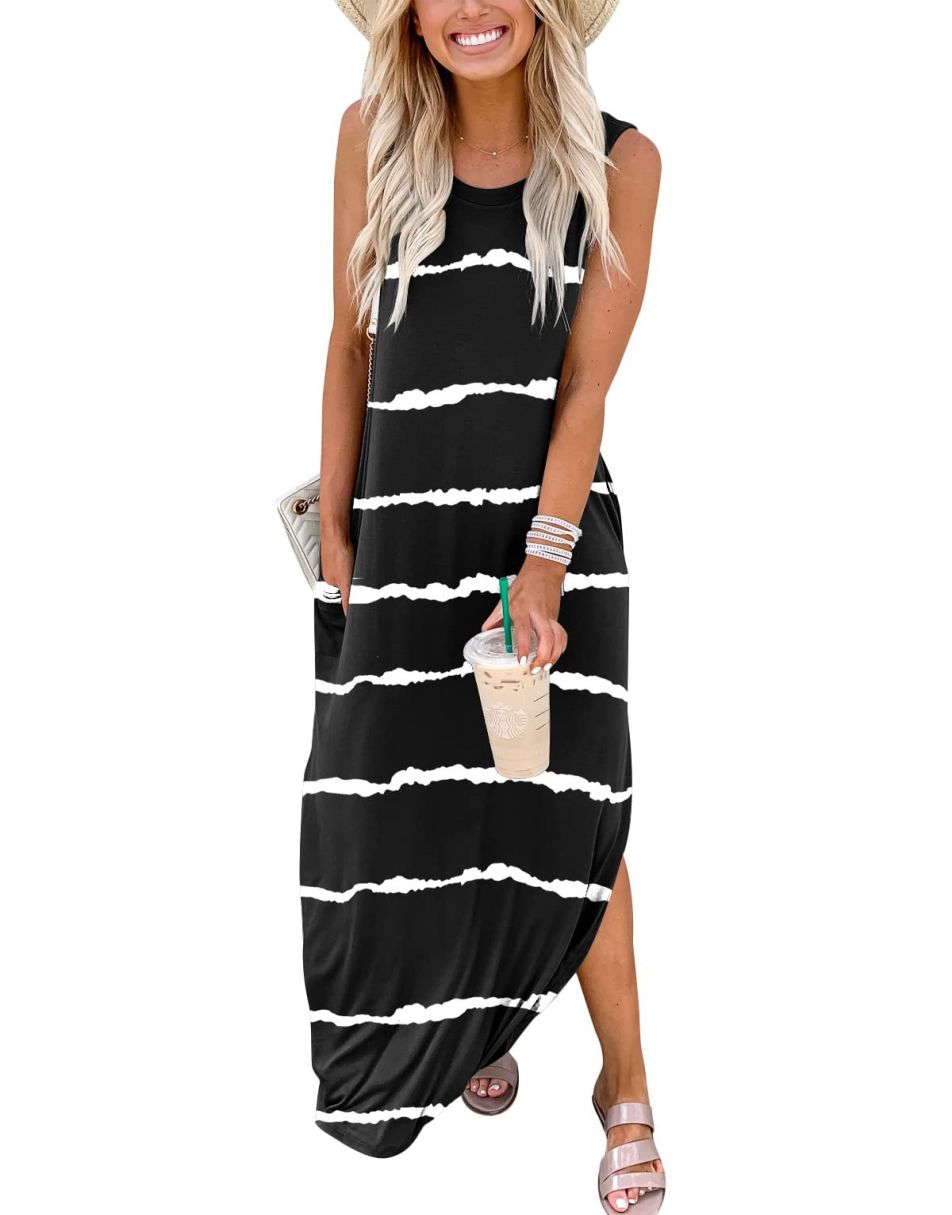 ANRABESS Women's Casual Loose Sundress Sleeveless Maxi Summer Beach Dress II