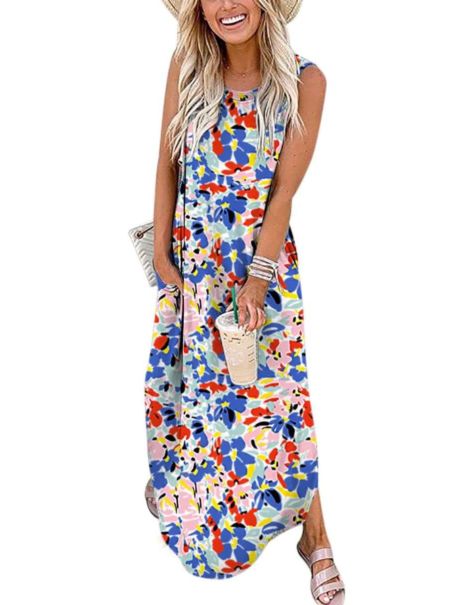 ANRABESS Women's Casual Loose Sundress Sleeveless Maxi Summer Beach Dress II
