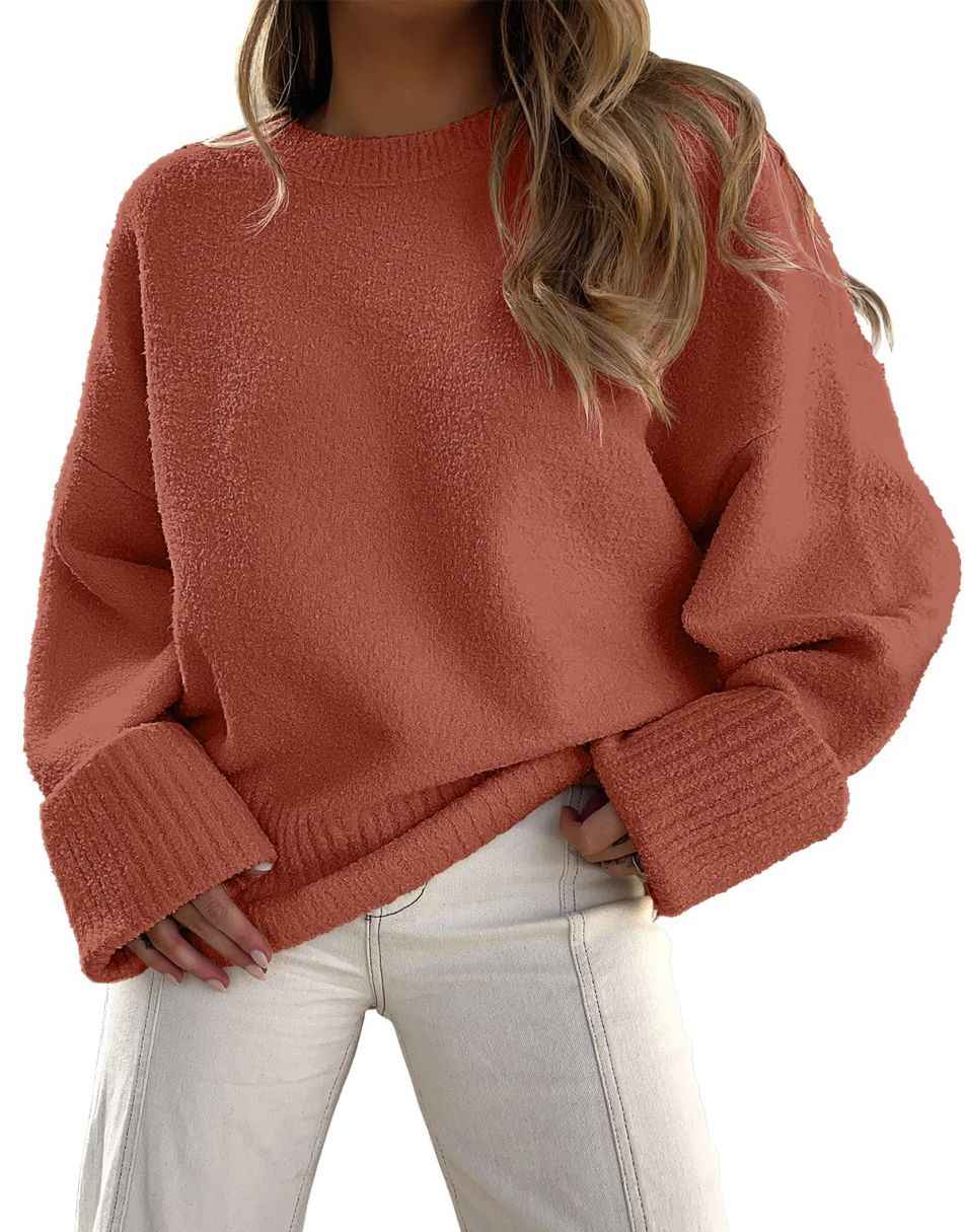 Mafulus Women's Oversized Crewneck Sweater Batwing Puff Long Sleeve Cable Slouchy  Pullover Jumper Tops at  Women's Clothing store