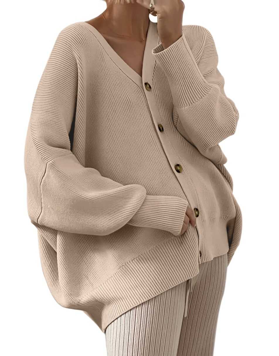 ANRABESS Women's Open Front Oversized Chunky Knit Long Sleeve Casual Loose Fall Fashion Sweaters Cardigan