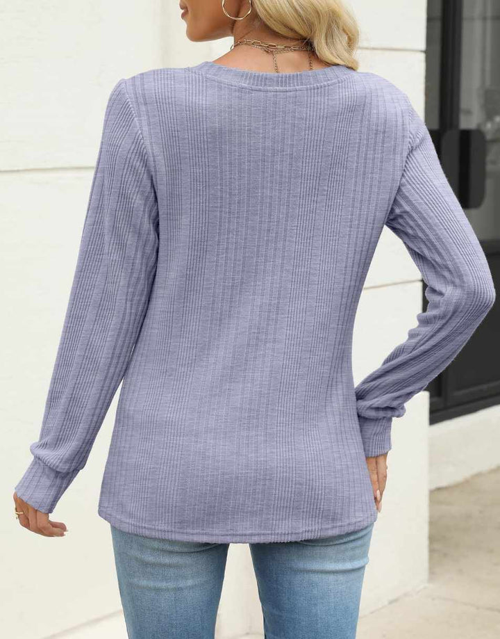 ANRABESS Womens Long Sleeve Shirts V Neck Tunic Tops Ribbed Knit Lightweight Sweaters 2025 Fall Dressy Casual Blouses