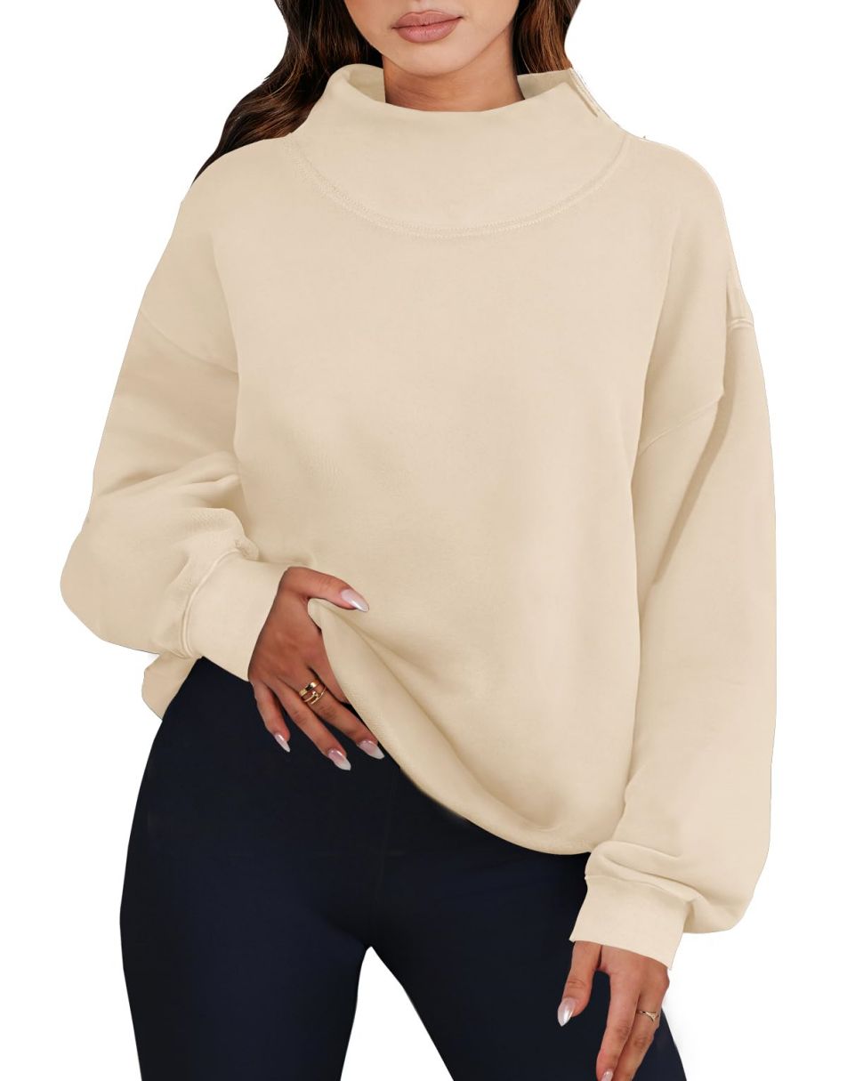 ANRABESS Women's Oversized Sweatshirt Crew Neck Long Sleeve Casual Slit  Sloucthy Pullover Top Fall Clothes