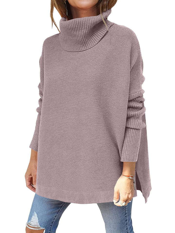 ANRABESS Batwing Sleeve Turtleneck Loose Tunic Pullover