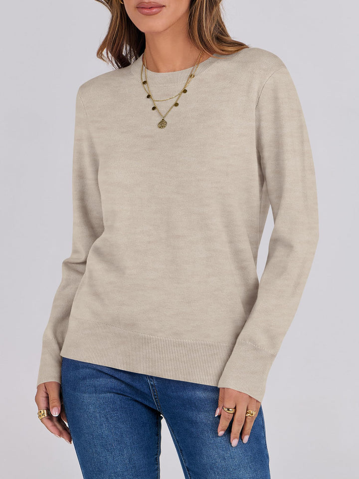 ANRABESS Sweaters for Women Long Sleeve Lightweight Crewneck Soft Basic Knit Loose Fit Pullover Top 2025 Fall Trendy Outfits