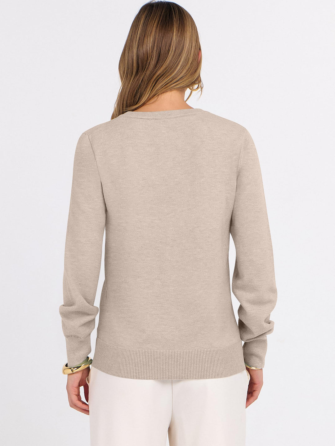 ANRABESS Womens Long Sleeve V Neck Sweaters 2025 Fall Fashion Wool Blend Work Pullover Top Travel Vacation Outfits
