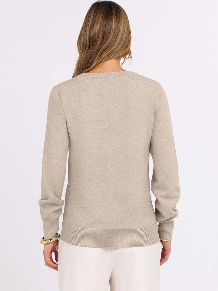ANRABESS Womens Long Sleeve V Neck Sweaters 2025 Fall Fashion Wool Blend Work Pullover Top Travel Vacation Outfits