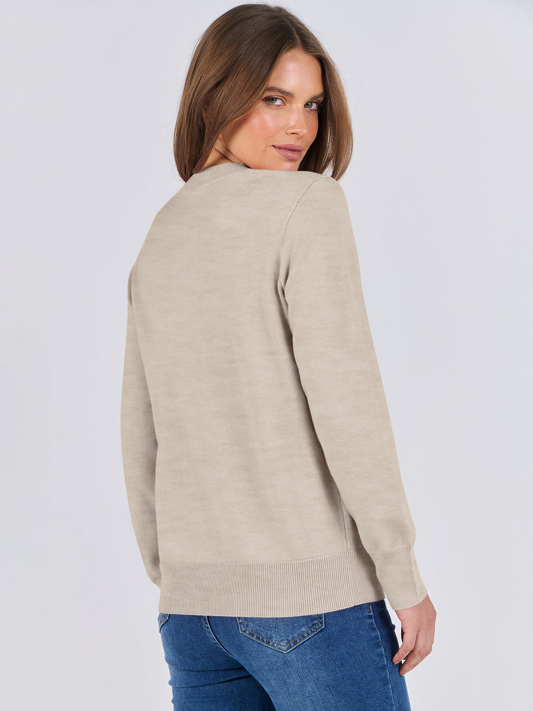 ANRABESS Sweaters for Women Long Sleeve Lightweight Crewneck Soft Basic Knit Loose Fit Pullover Top 2025 Fall Trendy Outfits