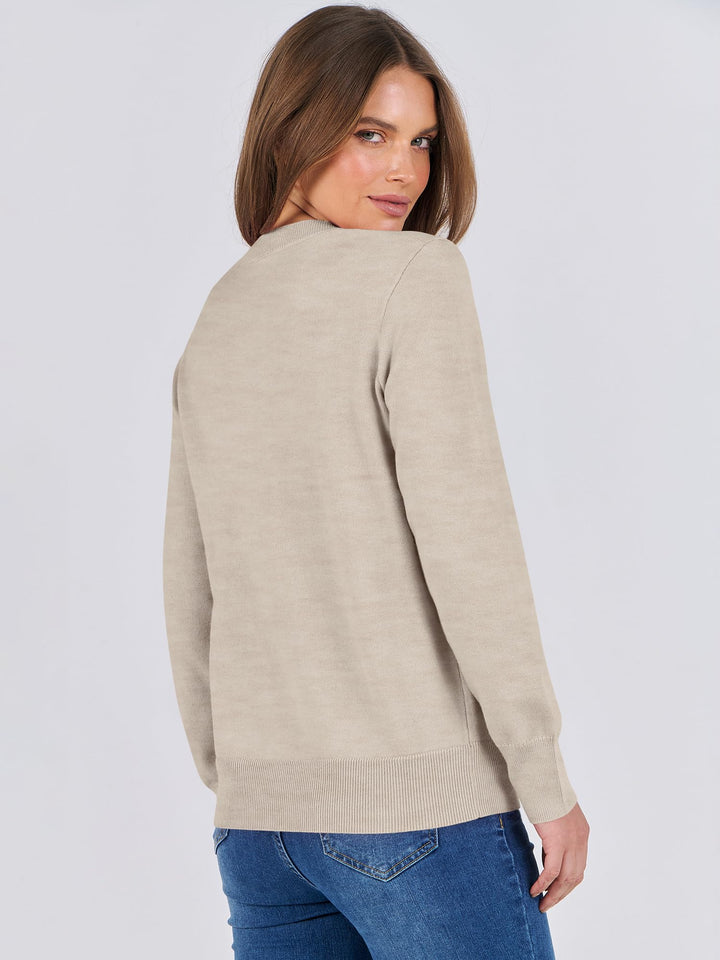 ANRABESS Sweaters for Women Long Sleeve Lightweight Crewneck Soft Basic Knit Loose Fit Pullover Top 2025 Fall Trendy Outfits