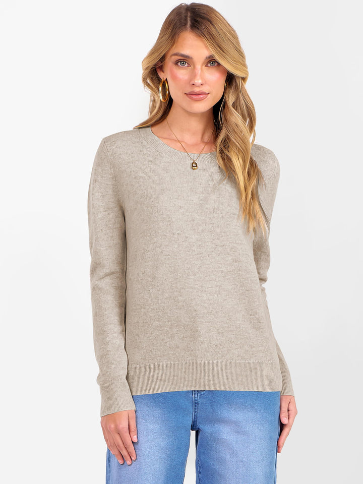 ANRABESS Womens 100% Wool Sweaters Crewneck Long Sleeve Work Business Casual Basic Sweater Tops 2025 Fall Outfits