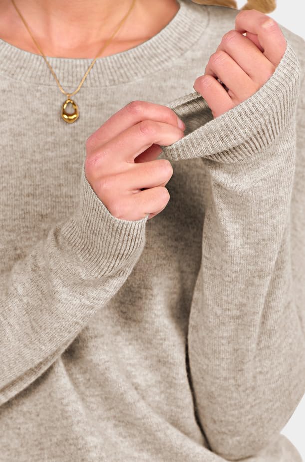 ANRABESS Womens 100% Wool Sweaters Crewneck Long Sleeve Work Business Casual Basic Sweater Tops 2025 Fall Outfits