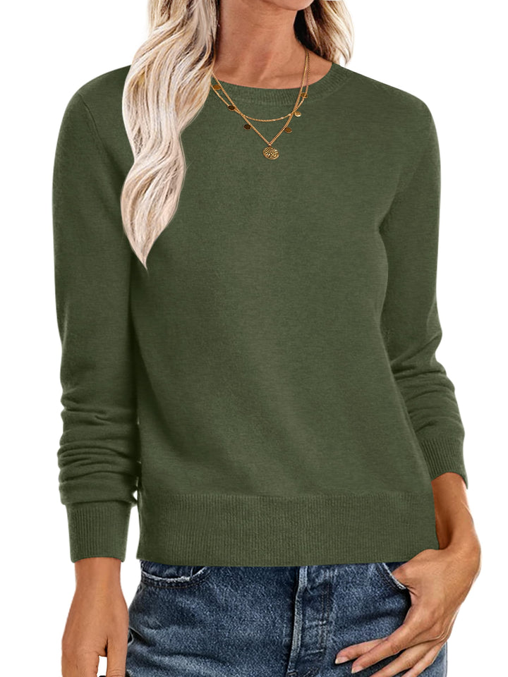 ANRABESS Sweaters for Women Long Sleeve Lightweight Crewneck Soft Basic Knit Loose Fit Pullover Top 2025 Fall Trendy Outfits