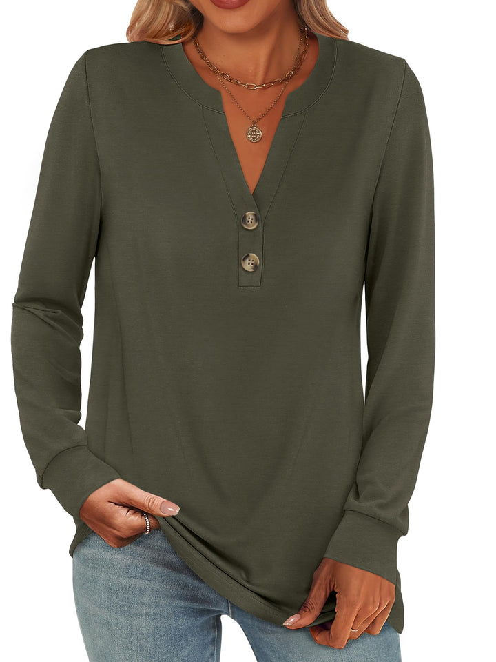 ANRABESS Women's Long Sleeve Shirts 2025 Fall Henley Business Casual Tops Cute T-Shirts Work Blouses Outfits Vacation Clothes