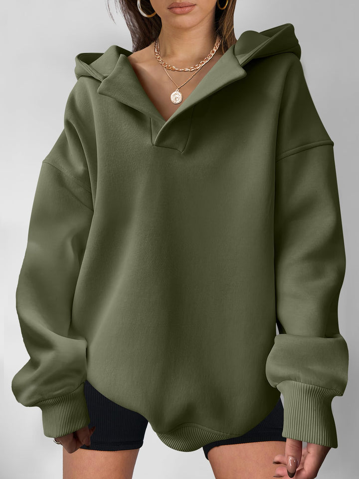 ANRABESS Womens Oversized Hoodies V Neck Sweatshirts Fleece Long Sleeve Pullover Y2K Clothes 2025 Fall Trendy Outfits