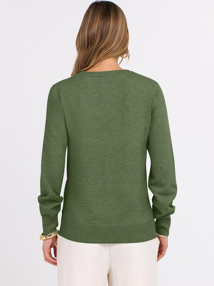 ANRABESS Womens Long Sleeve V Neck Sweaters 2025 Fall Fashion Wool Blend Work Pullover Top Travel Vacation Outfits