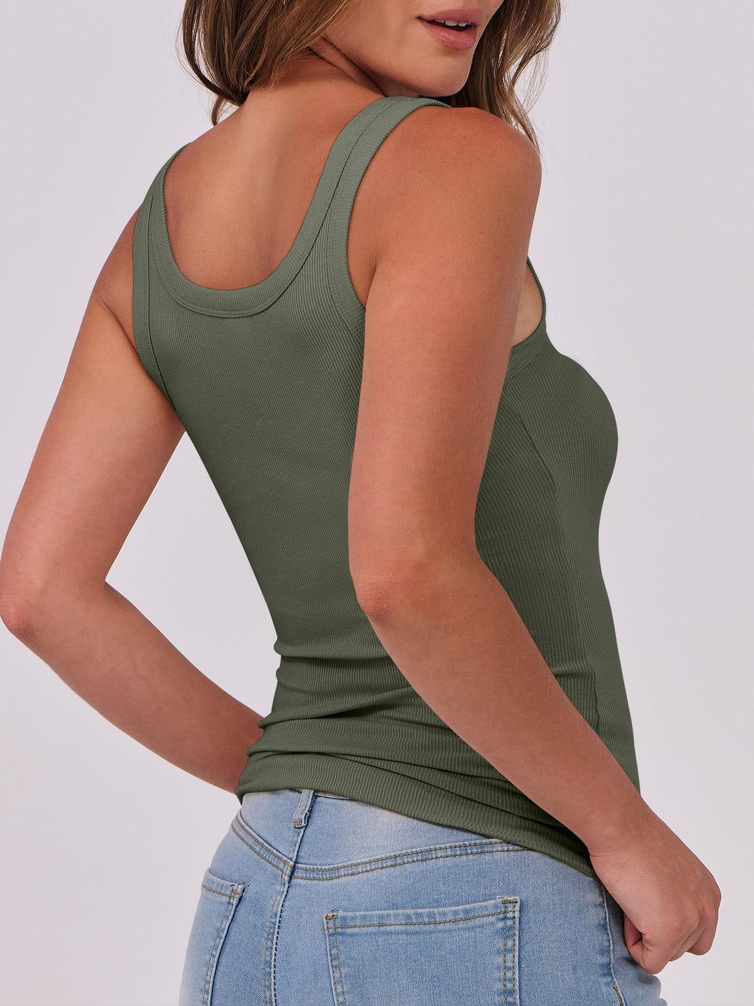 ANRABESS Womens Sleeveless Scoop Neck Tank Top Ribbed Fitted Summer Basic Slim Cute Tops 2025