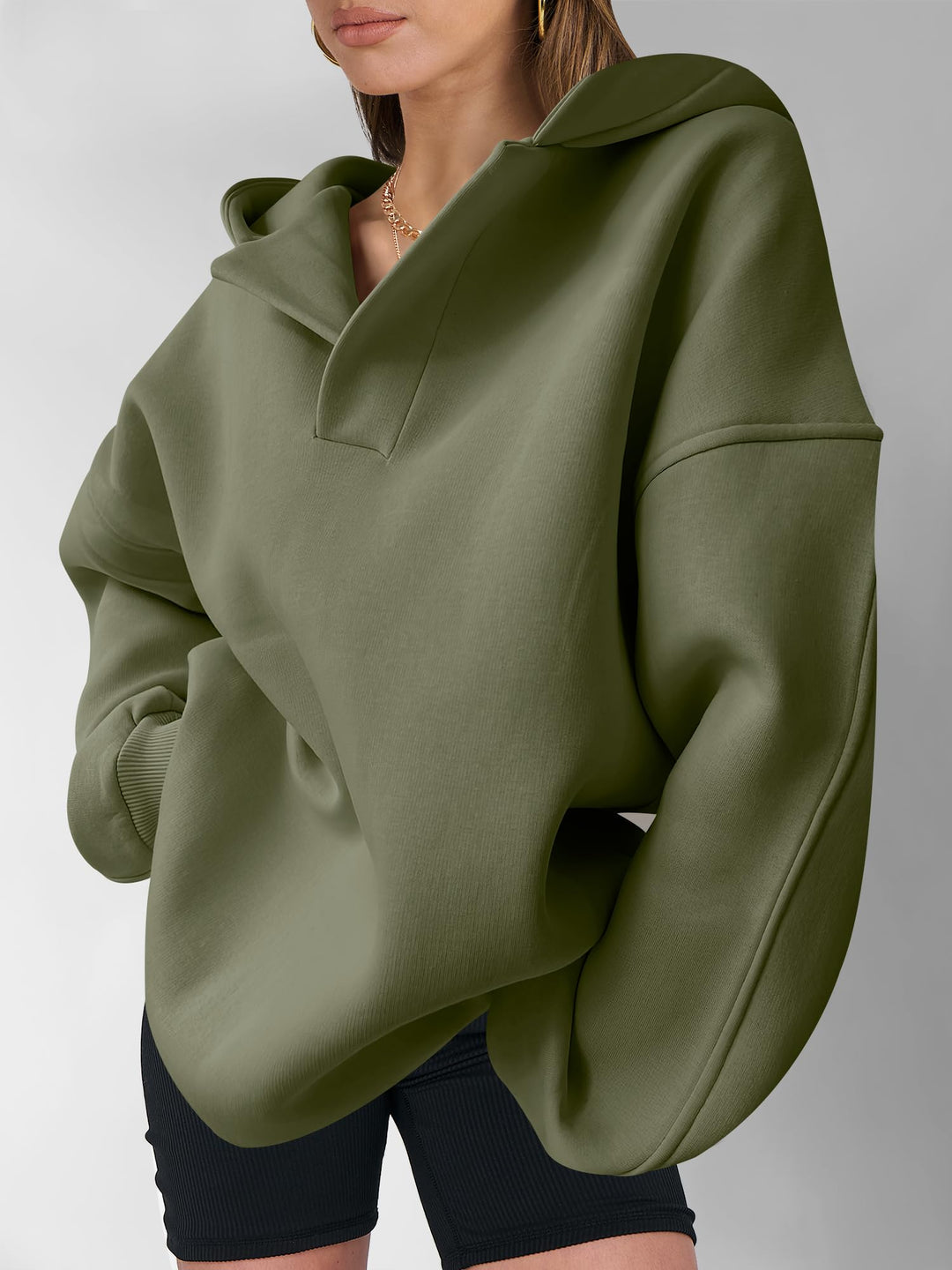 ANRABESS Womens Oversized Hoodies V Neck Sweatshirts Fleece Long Sleeve Pullover Y2K Clothes 2025 Fall Trendy Outfits