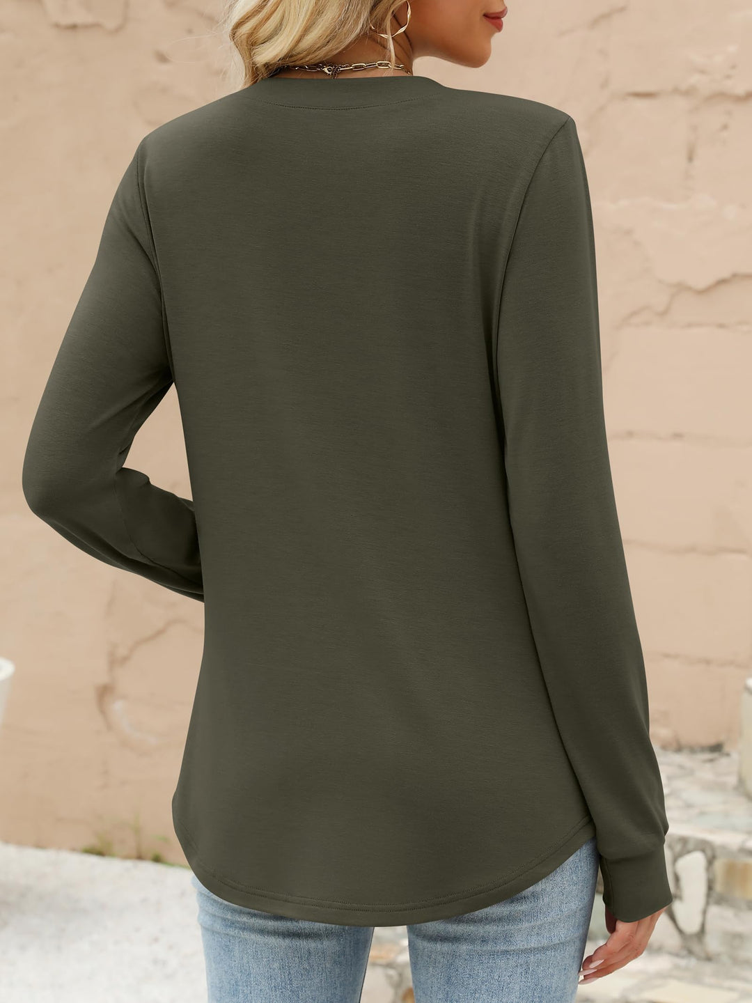 ANRABESS Women's Long Sleeve Shirts 2025 Fall Henley Business Casual Tops Cute T-Shirts Work Blouses Outfits Vacation Clothes