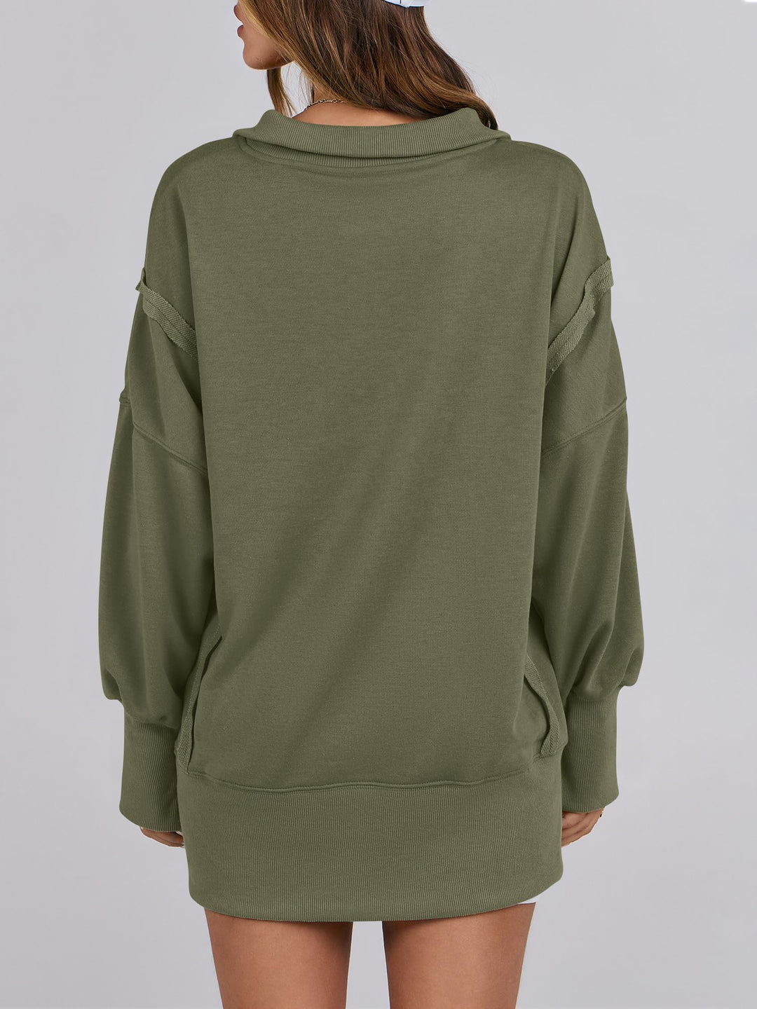 ANRABESS Women's Sweatshirts Oversized Casual Loose Button Up Henley Pullover Top High Low Split 2025 Fall Fashion Outfits