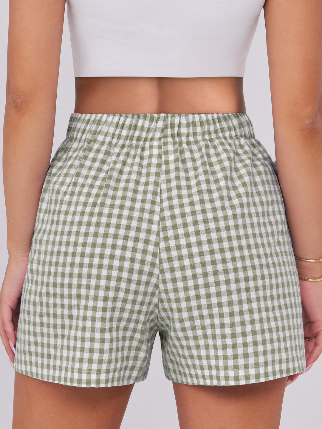 ANRABESS Boxer Shorts for Women Gingham Pajama 2025 Summer Casual Lounge Sleep Plaid Shorts Y2K Beach Bottoms