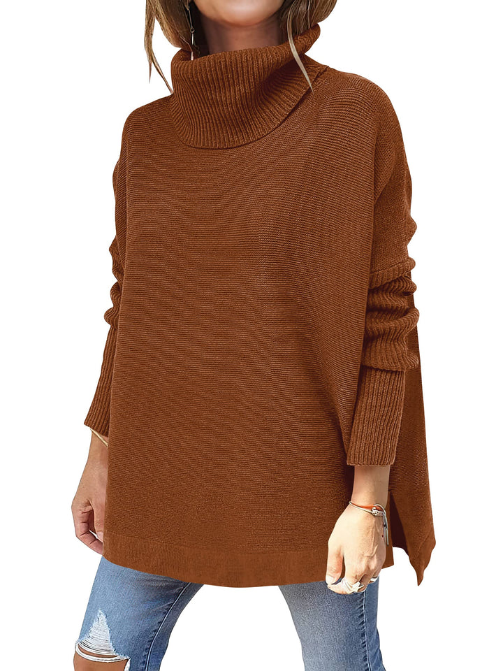 ANRABESS Batwing Sleeve Turtleneck Loose Tunic Pullover