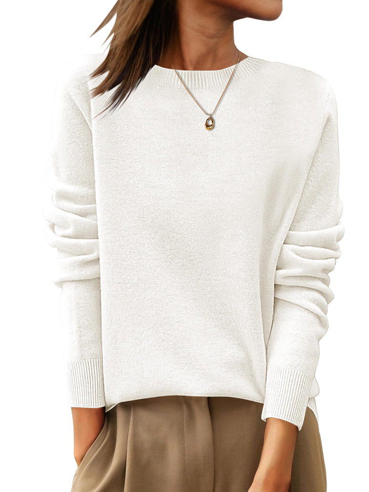 ANRABESS Womens 100% Wool Sweaters Crewneck Long Sleeve Work Business Casual Basic Sweater Tops 2025 Fall Outfits