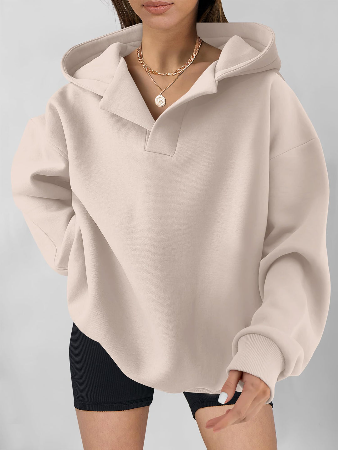 ANRABESS Womens Oversized Hoodies V Neck Sweatshirts Fleece Long Sleeve Pullover Y2K Clothes 2025 Fall Trendy Outfits