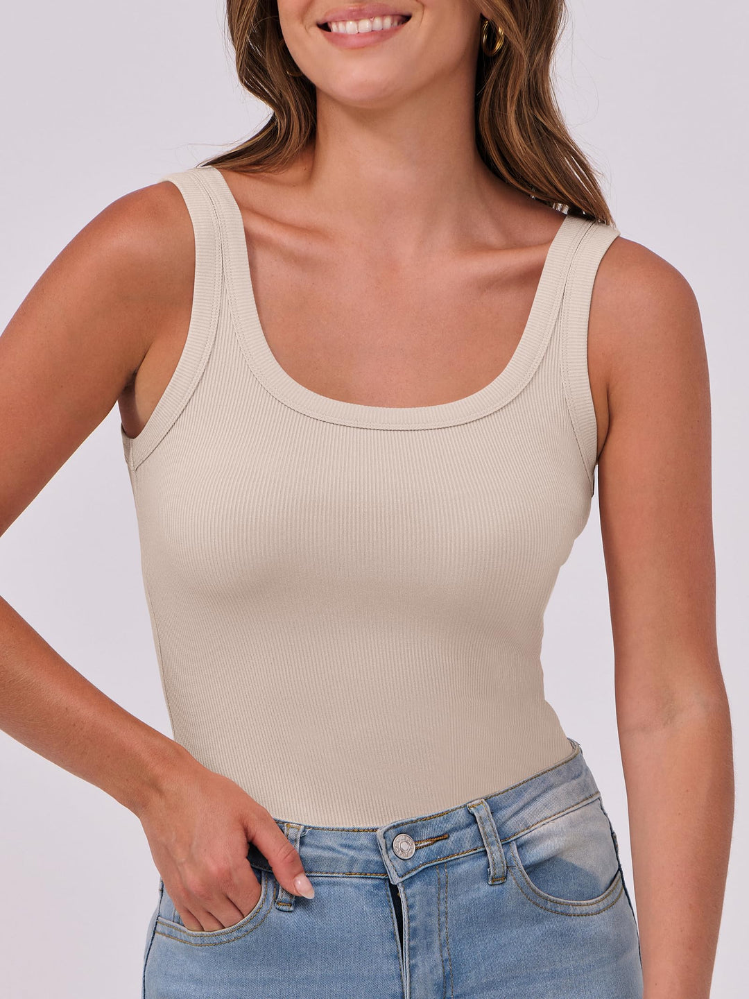 ANRABESS Womens Sleeveless Scoop Neck Tank Top Ribbed Fitted Summer Basic Slim Cute Tops 2025