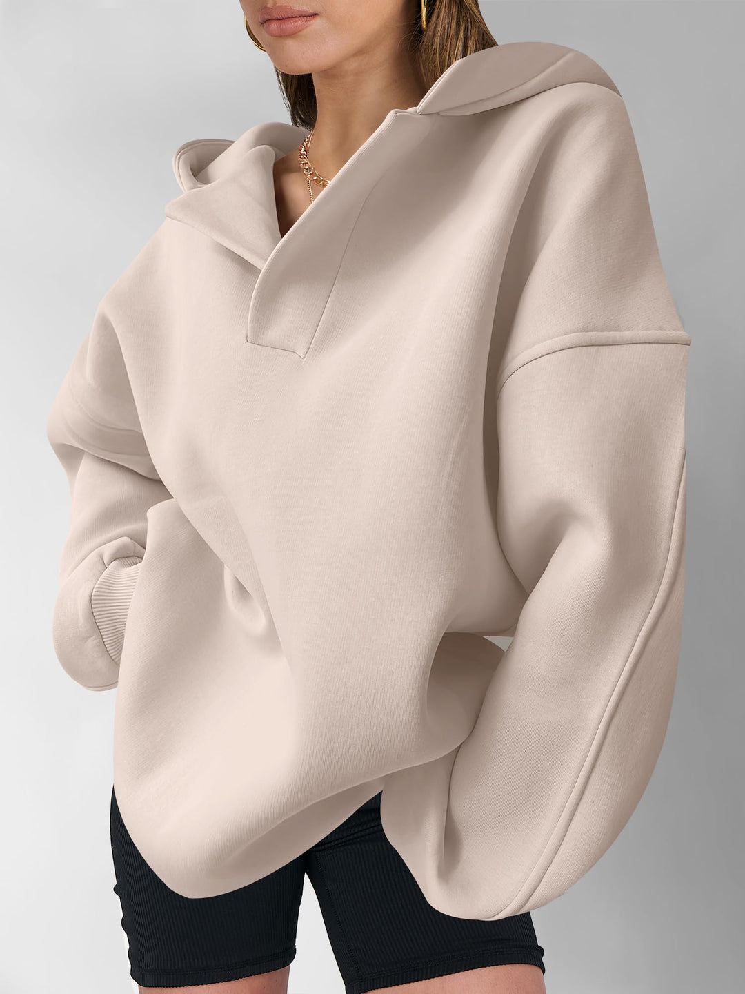 ANRABESS Womens Oversized Hoodies V Neck Sweatshirts Fleece Long Sleeve Pullover Y2K Clothes 2025 Fall Trendy Outfits