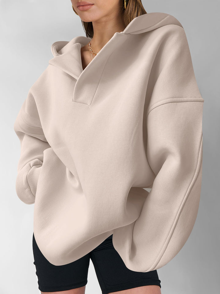 ANRABESS Womens Oversized Hoodies V Neck Sweatshirts Fleece Long Sleeve Pullover Y2K Clothes 2025 Fall Trendy Outfits