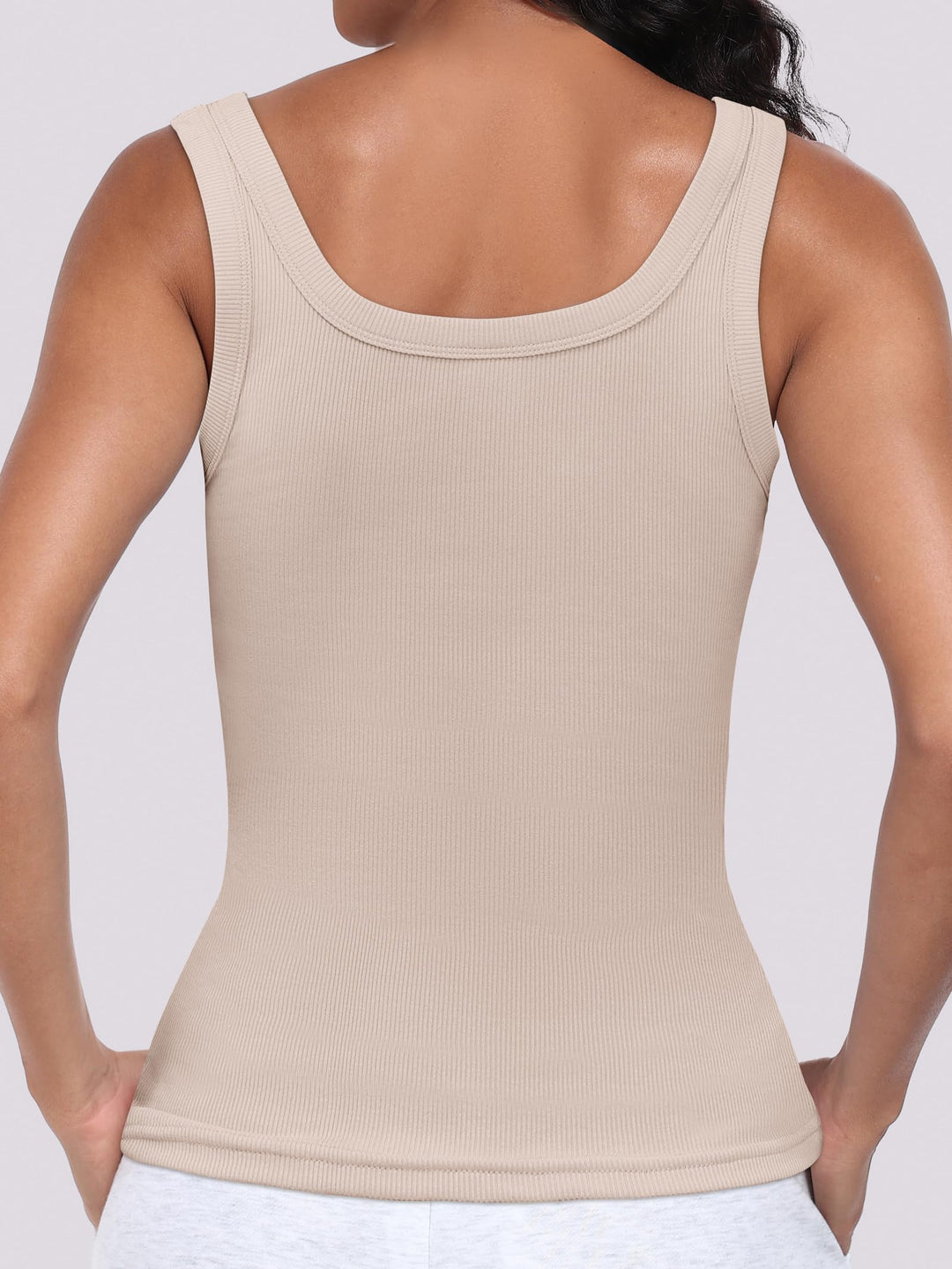 ANRABESS Womens Sleeveless Scoop Neck Tank Top Ribbed Fitted Summer Basic Slim Cute Tops 2025