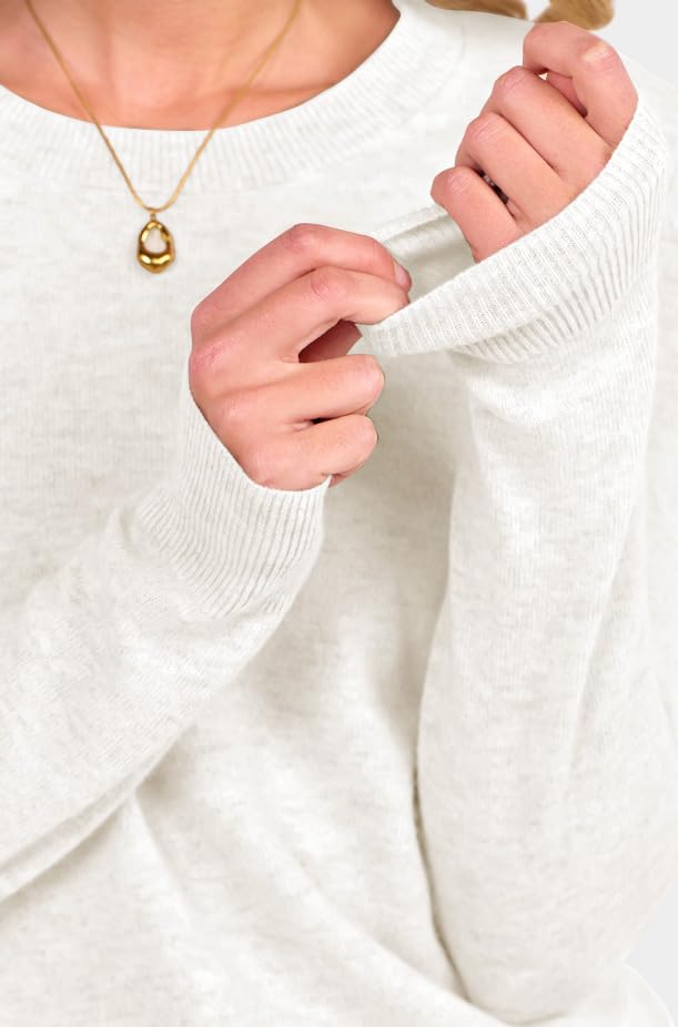 ANRABESS Womens 100% Wool Sweaters Crewneck Long Sleeve Work Business Casual Basic Sweater Tops 2025 Fall Outfits