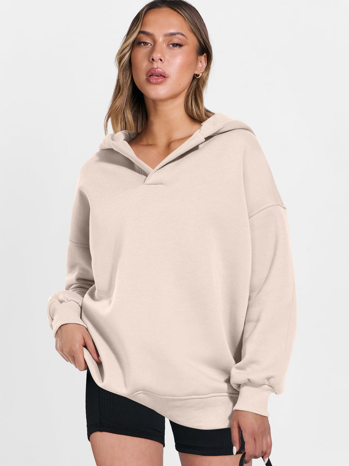 ANRABESS Womens Oversized Hoodies V Neck Sweatshirts Fleece Long Sleeve Pullover Y2K Clothes 2025 Fall Trendy Outfits