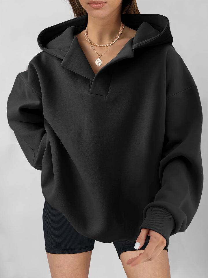 ANRABESS Womens Oversized Hoodies V Neck Sweatshirts Fleece Long Sleeve Pullover Y2K Clothes 2025 Fall Trendy Outfits