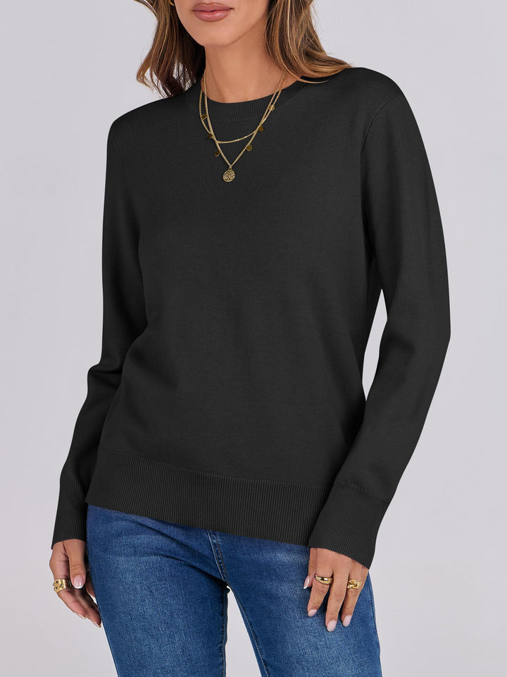 ANRABESS Sweaters for Women Long Sleeve Lightweight Crewneck Soft Basic Knit Loose Fit Pullover Top 2025 Fall Trendy Outfits