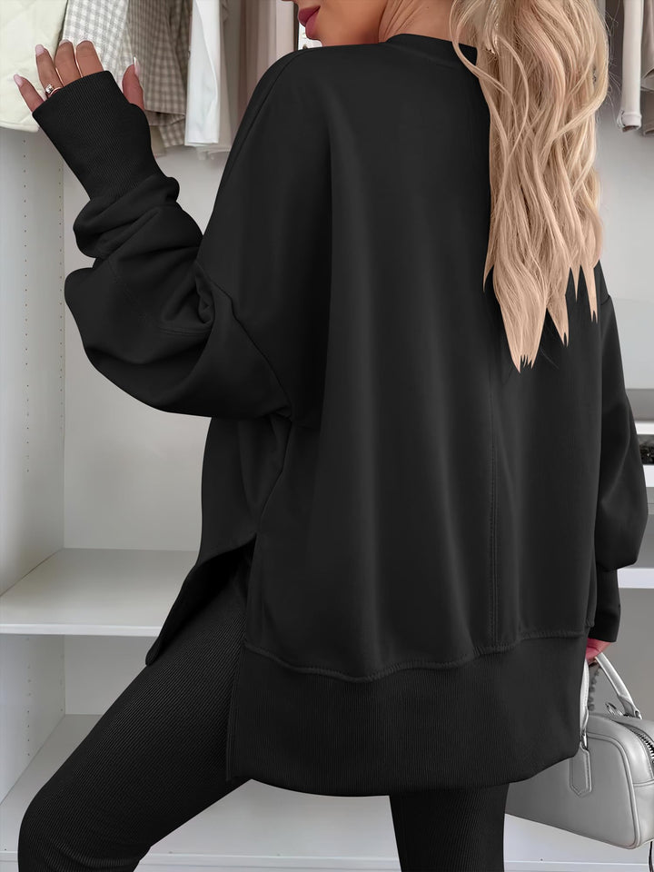 ANRABESS Women Oversized Sweatshirts Thumbhole Long Sleeve Hoodies Shirts 2025 Fall Side Slit Pullover Top Teen Y2k Outfits