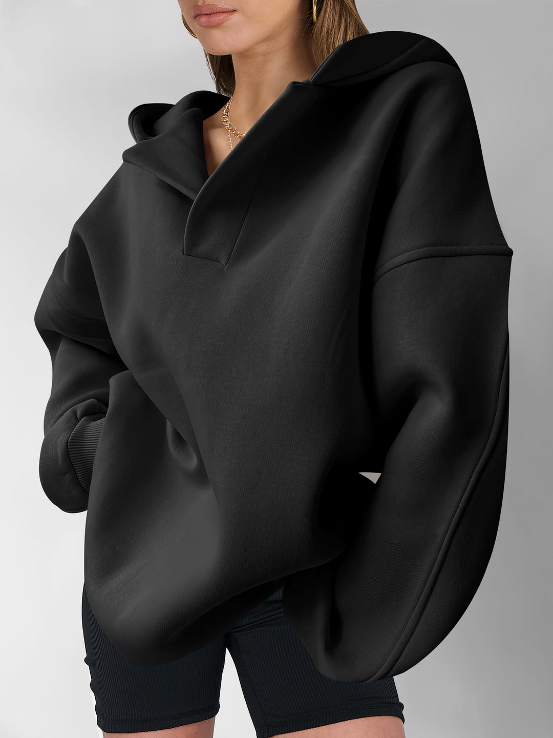 ANRABESS Womens Oversized Hoodies V Neck Sweatshirts Fleece Long Sleeve Pullover Y2K Clothes 2025 Fall Trendy Outfits