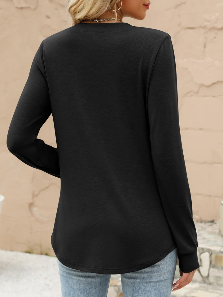 ANRABESS Women's Long Sleeve Shirts 2025 Fall Henley Business Casual Tops Cute T-Shirts Work Blouses Outfits Vacation Clothes