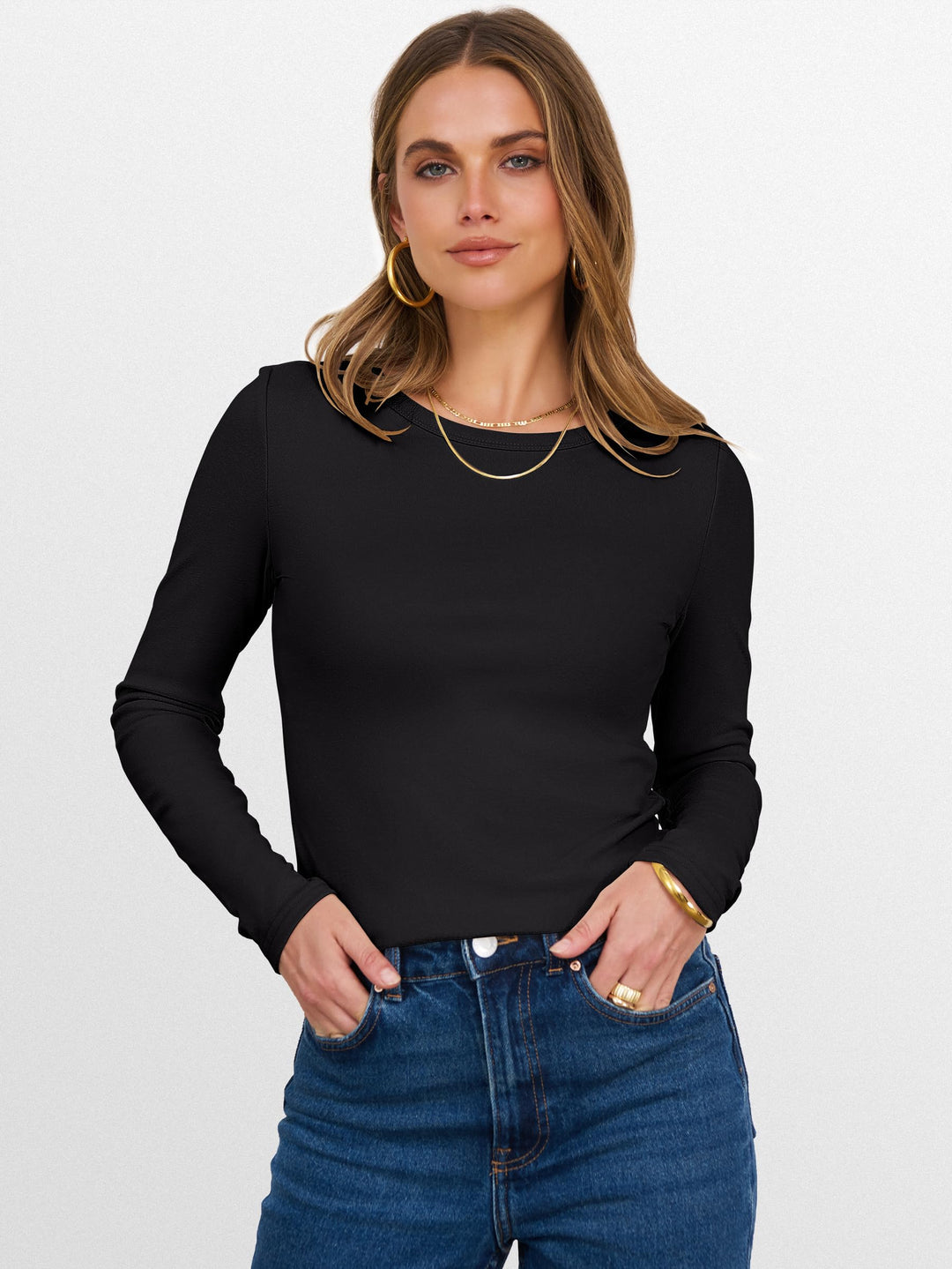 ANRABESS Womens Long Sleeve Thermal Shirts Slim Fit Basic Tee Tops Warm Fleece Undershirts 2025 Fall Winter Layer Outfits