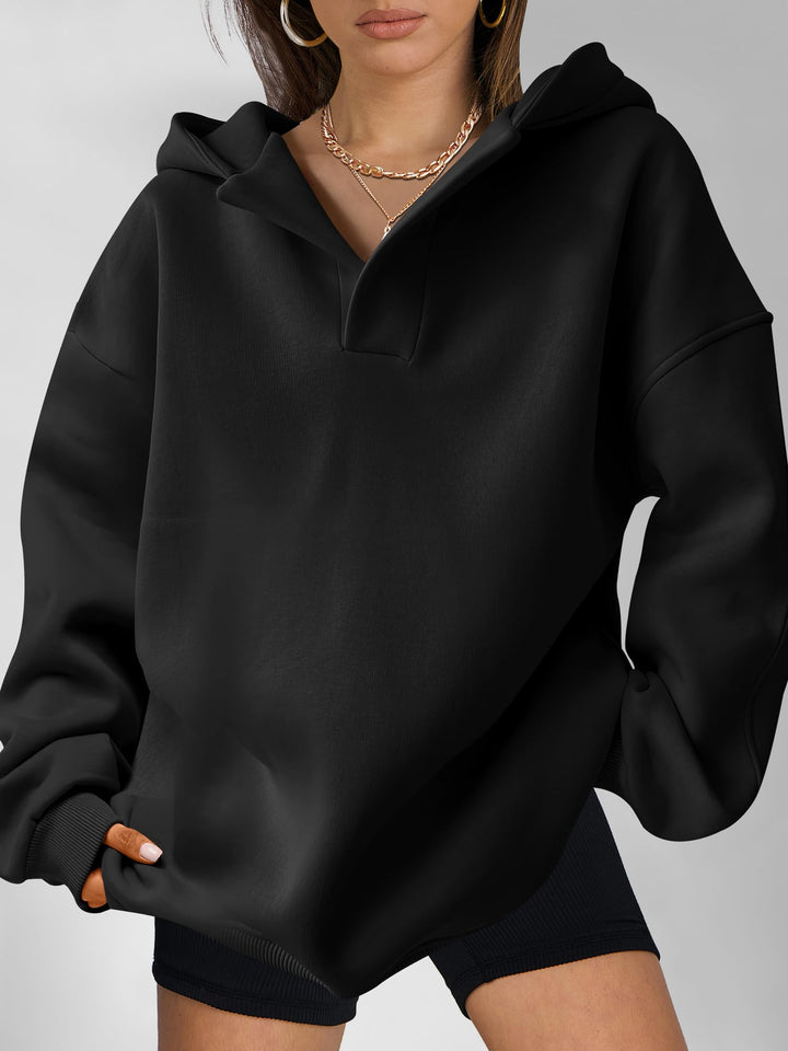 ANRABESS Womens Oversized Hoodies V Neck Sweatshirts Fleece Long Sleeve Pullover Y2K Clothes 2025 Fall Trendy Outfits