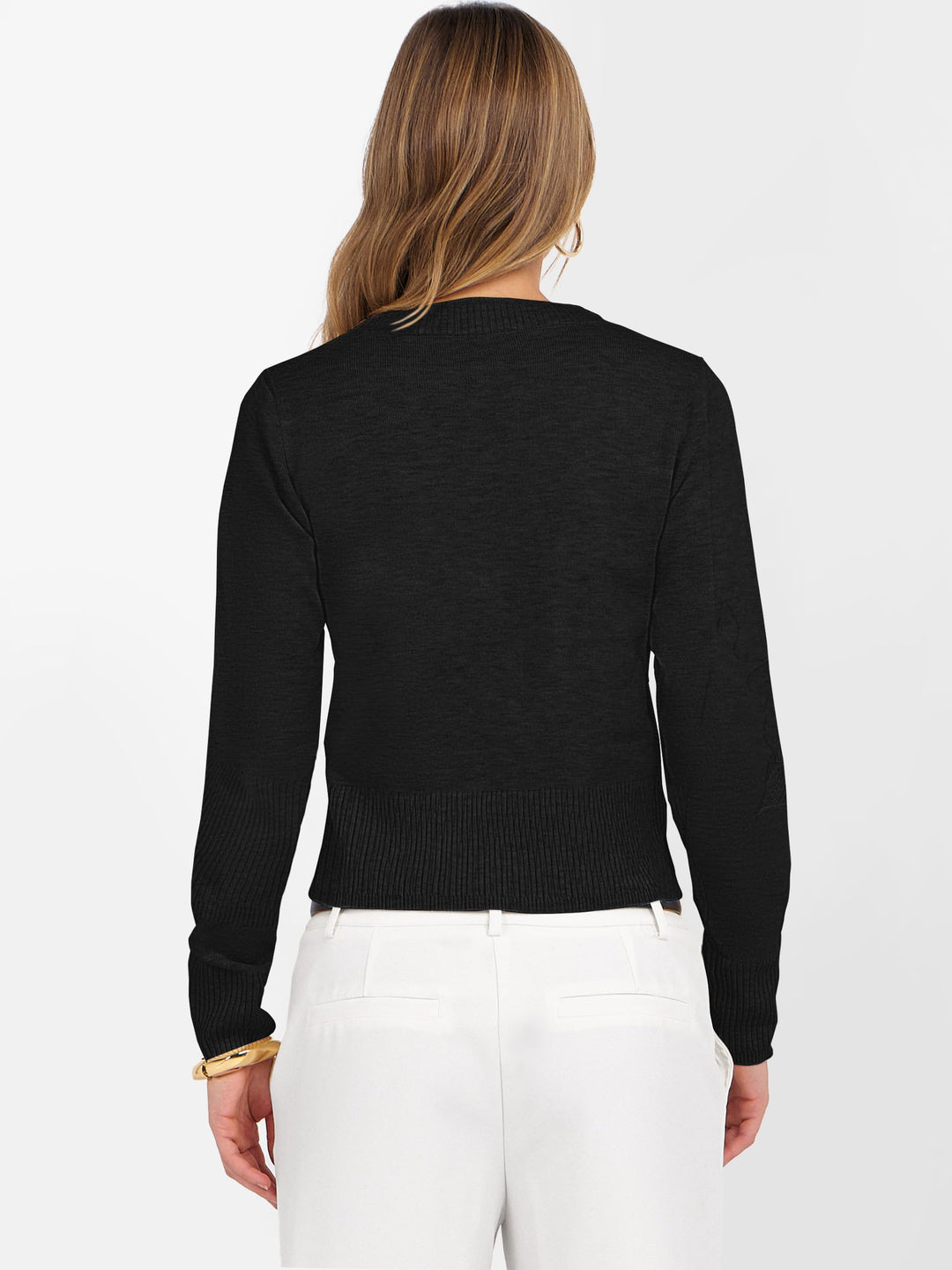 ANRABESS Women’s Long Sleeve Sweaters Cropped Crew Neck Business Casual Light Weight Sweater Tops Fall Fashion Clothes 2025