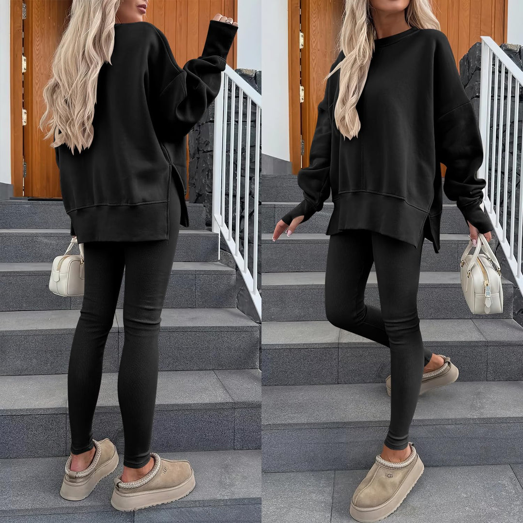 ANRABESS Women Oversized Sweatshirts Thumbhole Long Sleeve Hoodies Shirts 2025 Fall Side Slit Pullover Top Teen Y2k Outfits