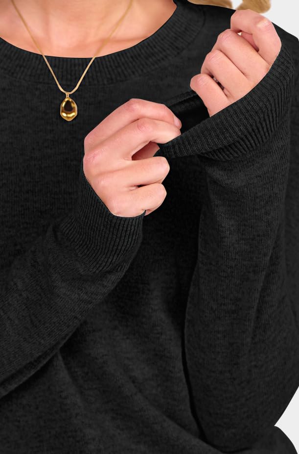 ANRABESS Womens 100% Wool Sweaters Crewneck Long Sleeve Work Business Casual Basic Sweater Tops 2025 Fall Outfits