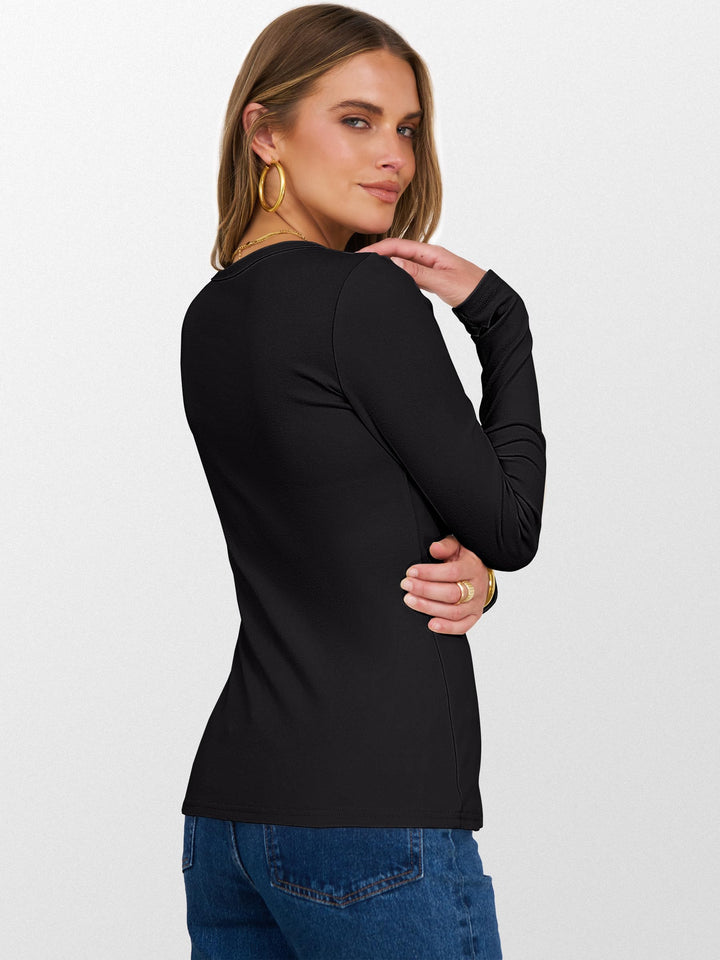 ANRABESS Womens Long Sleeve Thermal Shirts Slim Fit Basic Tee Tops Warm Fleece Undershirts 2025 Fall Winter Layer Outfits