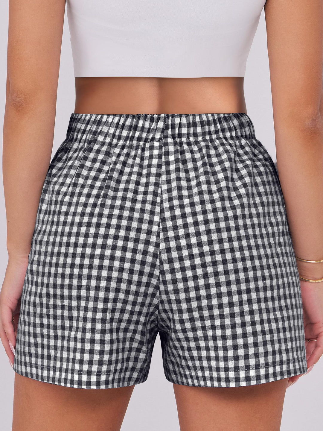ANRABESS Boxer Shorts for Women Gingham Pajama 2025 Summer Casual Lounge Sleep Plaid Shorts Y2K Beach Bottoms