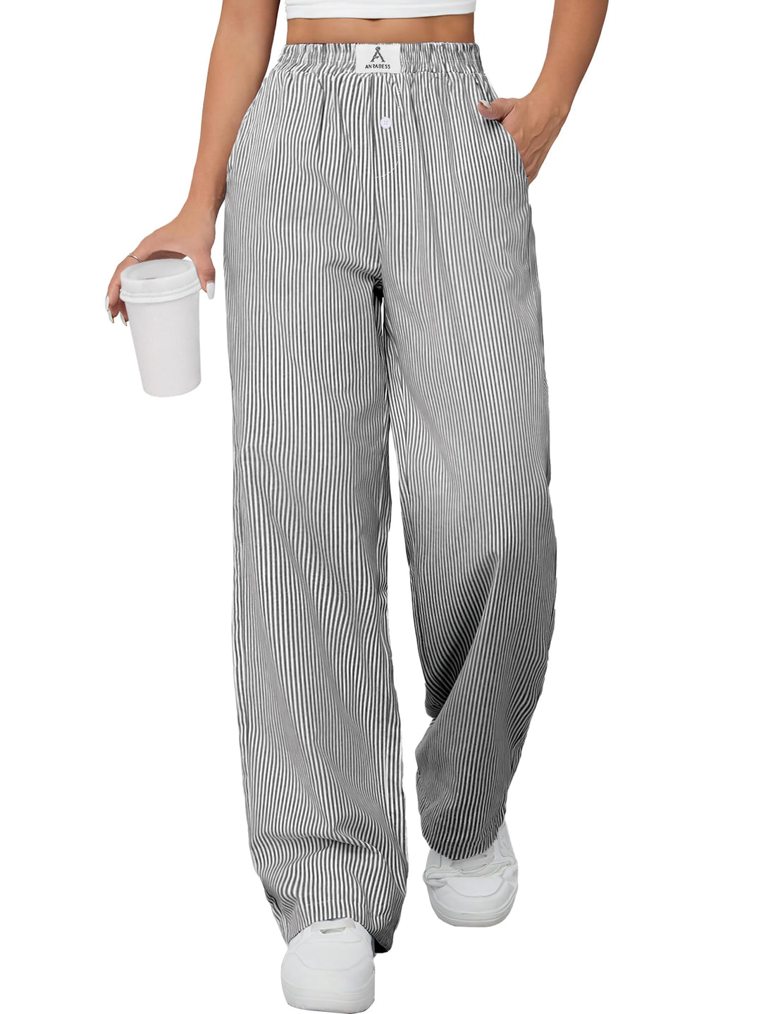 ANRABESS Womens Striped Gingham Pants 2025 Pajama Lounge Boxer Pants Cute Comfy PJ Bottoms with Pockets Y2K Plaid Outfits